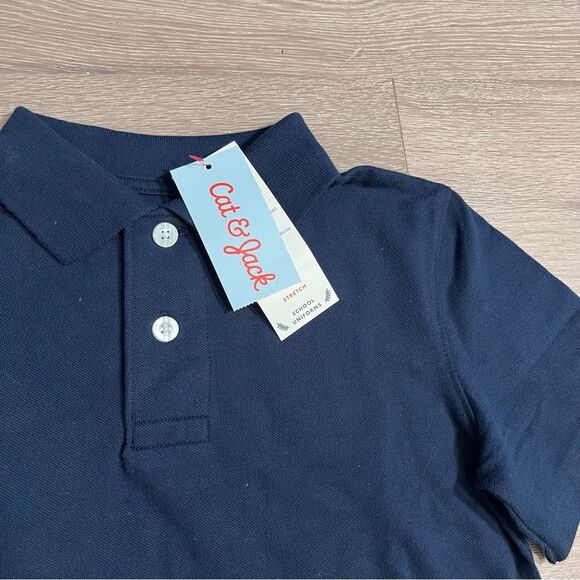 Cat & Jack Boys Navy Blue Short Sleeve School Uniform Polo Shirts S 6/7 - Picture 3 of 6